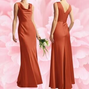 AW BRIDAL 10 L orange tangerine Maura bridesmaid cocktail party maxi dress 0b14
